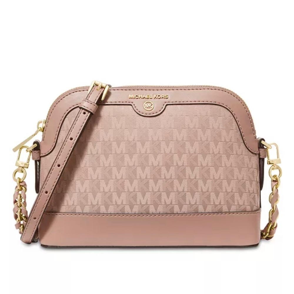 MICHAEL KORS Signature Jet Set Charm Small Dome Pink Crossbody NWT- MINOR DAMAGE - Picture 3 of 11
